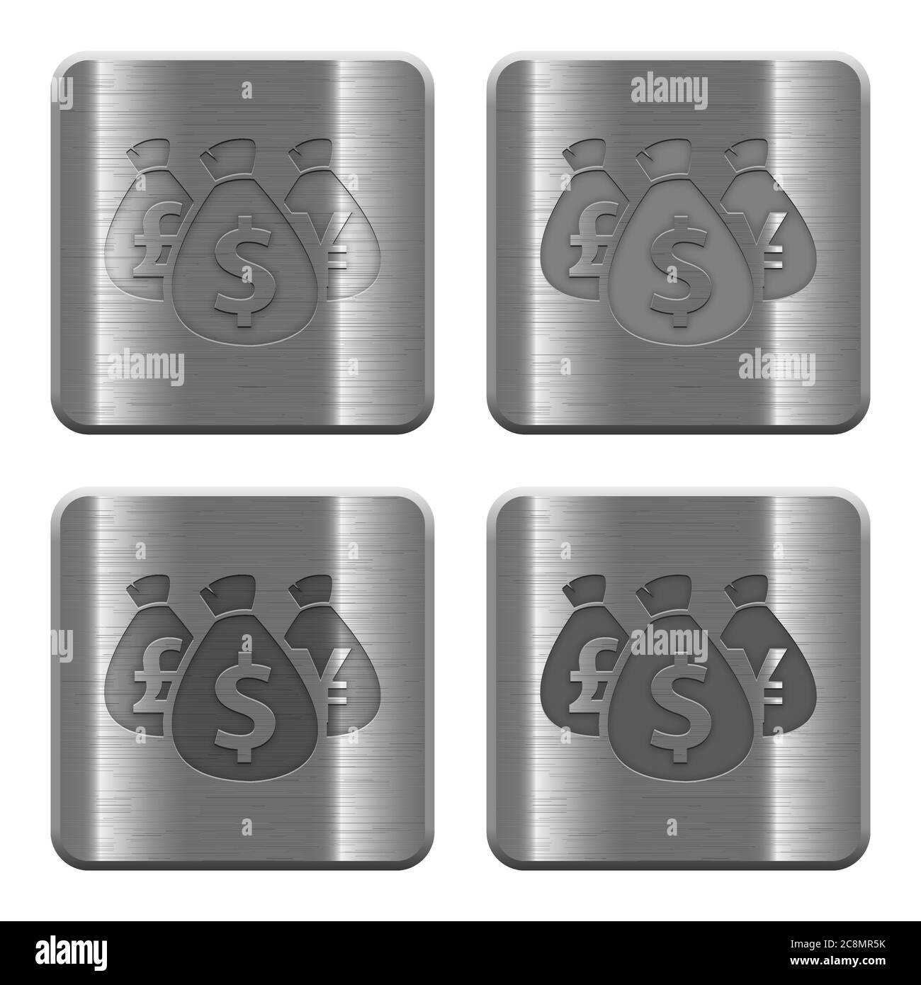 Set of money bags buttons vector in brushed metal style Stock Vector ...