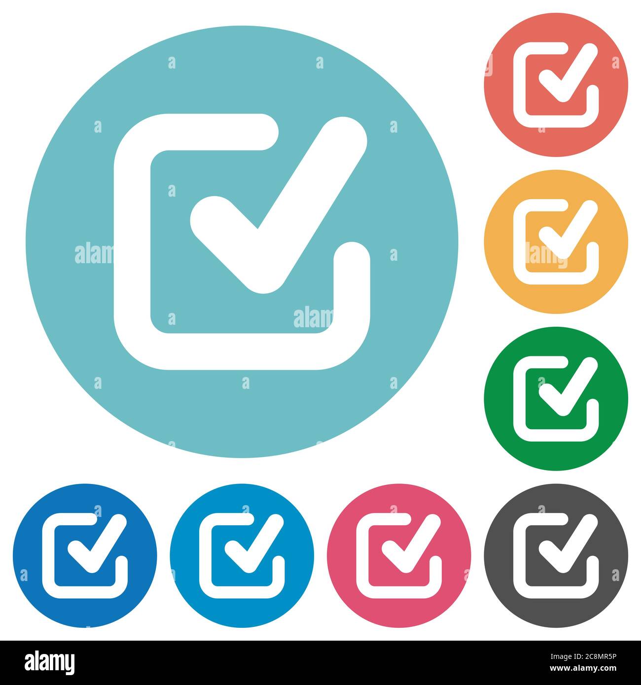 Flat checkmark icon set on round color background Stock Vector Image ...