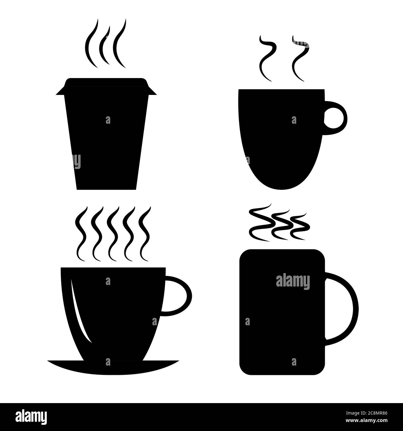 Coffee cup black and white icon set Stock Vector Image & Art - Alamy