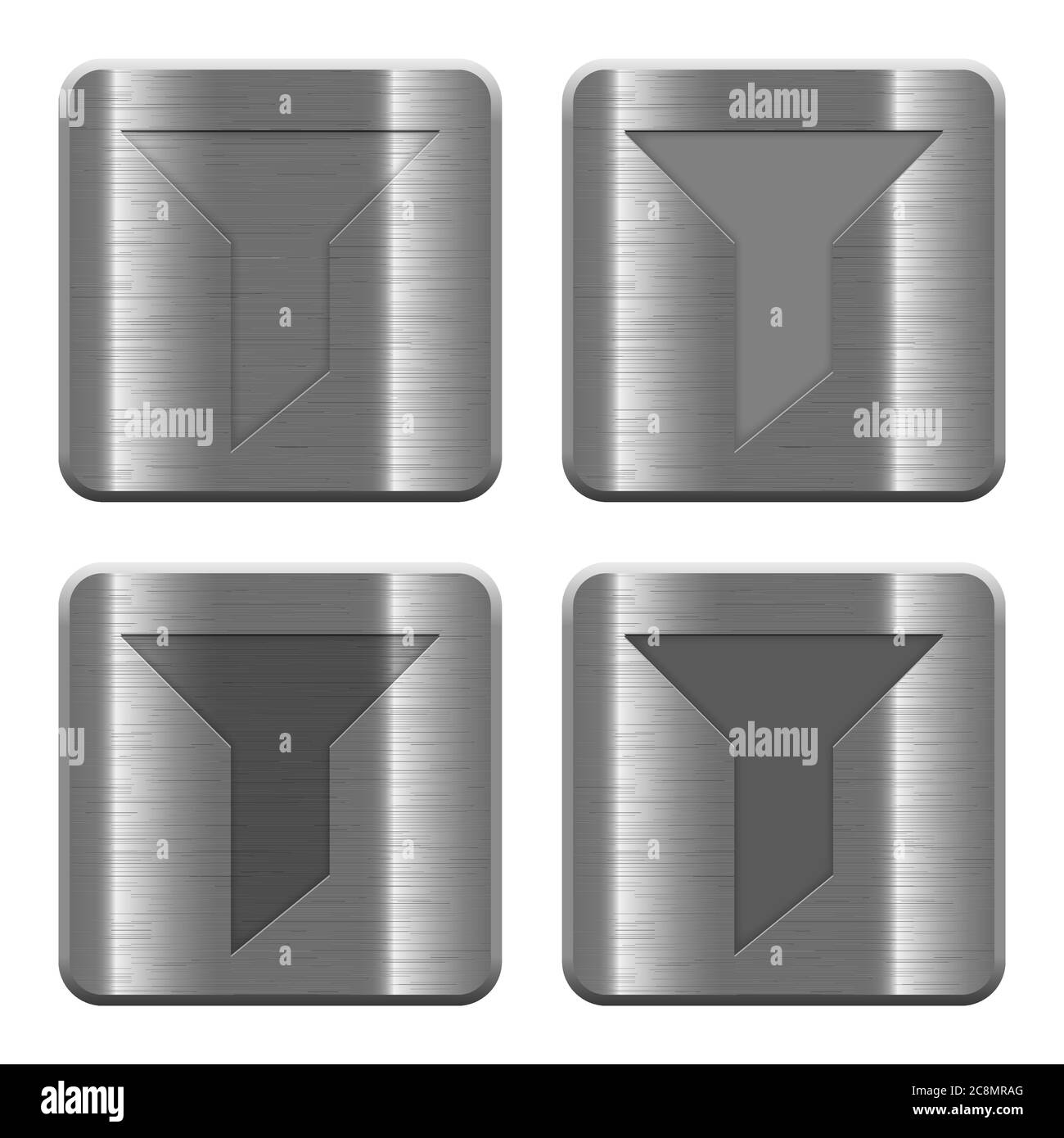 Set of filter buttons vector in brushed metal style Stock Vector Image