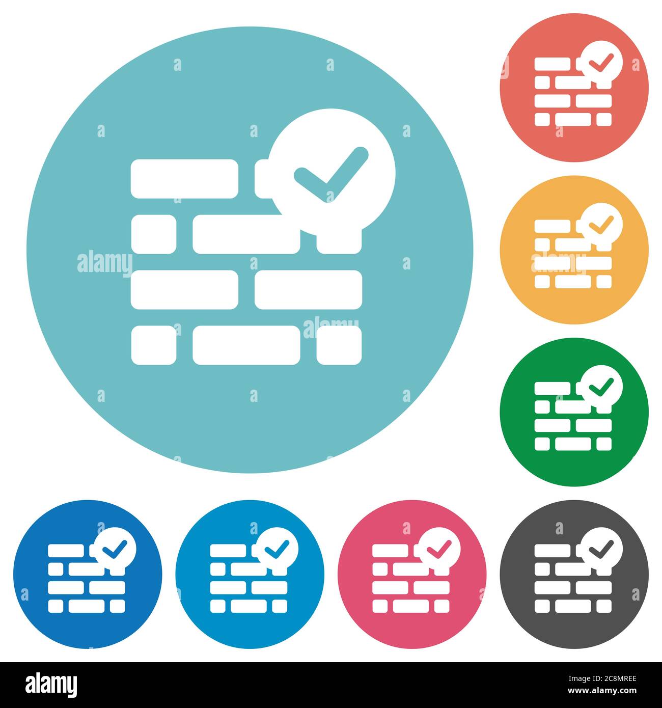 Flat firewall active icon set on round color background Stock Vector ...