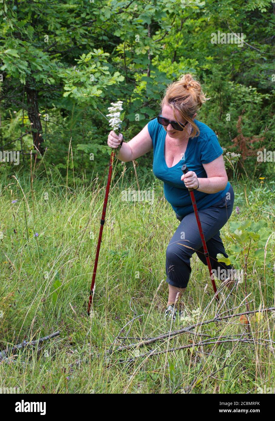 Mature woman walk poles hi-res stock photography and images - Alamy