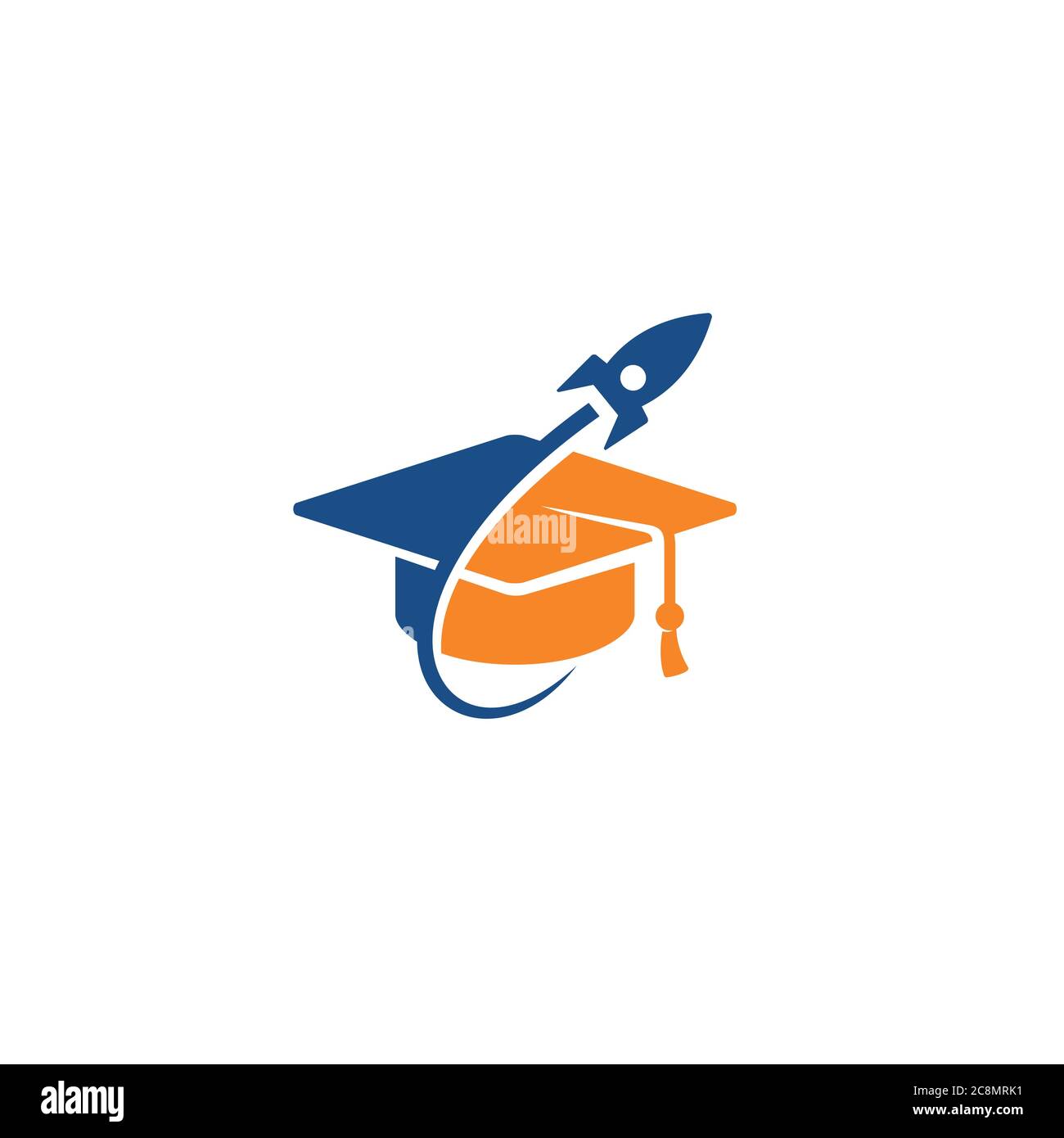 Graduate Hat and Rocket logo / icon design Stock Vector