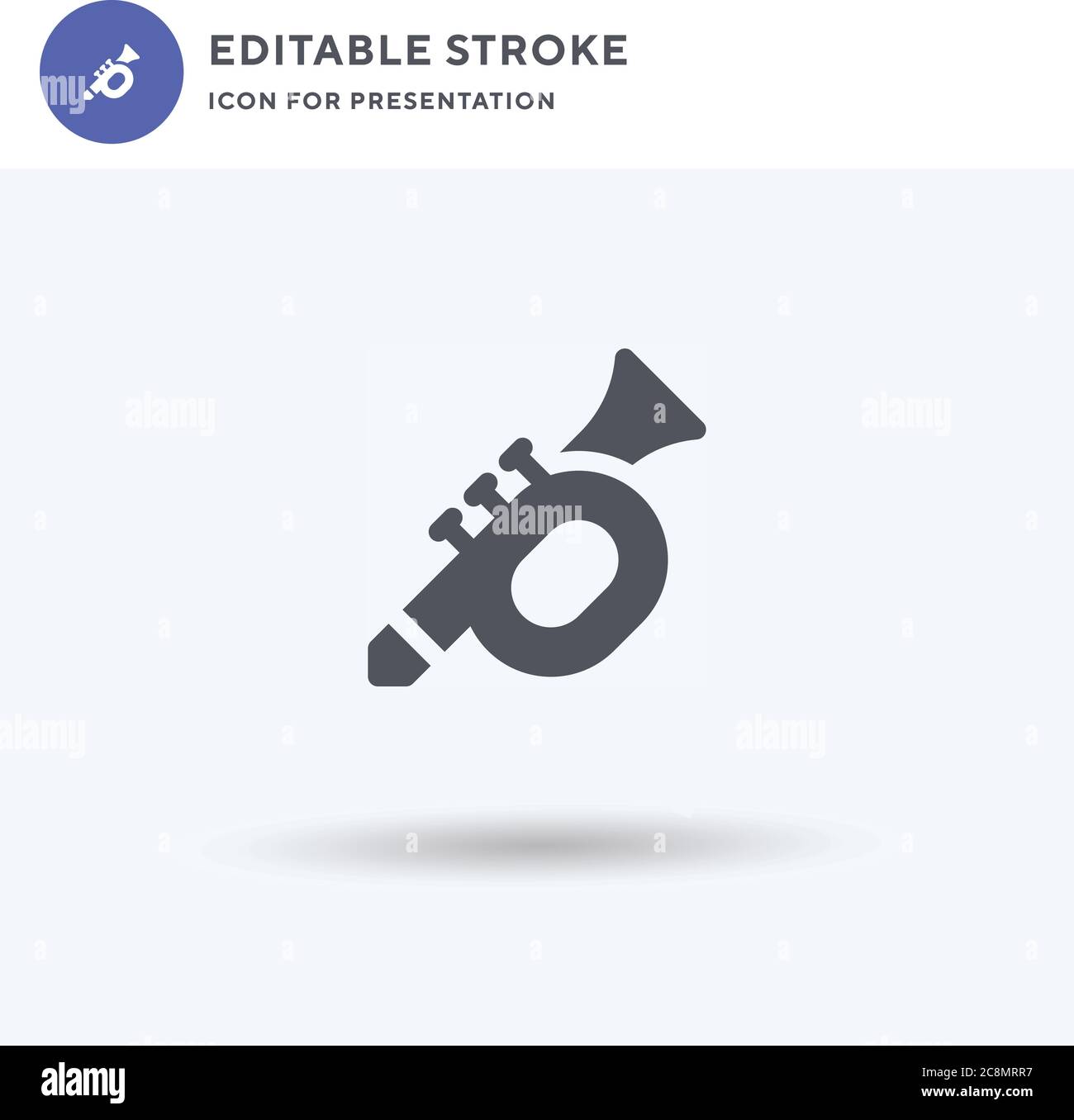 Trumpet icon vector, filled flat sign, solid pictogram isolated on white, logo illustration. Trumpet icon for presentation. Stock Vector