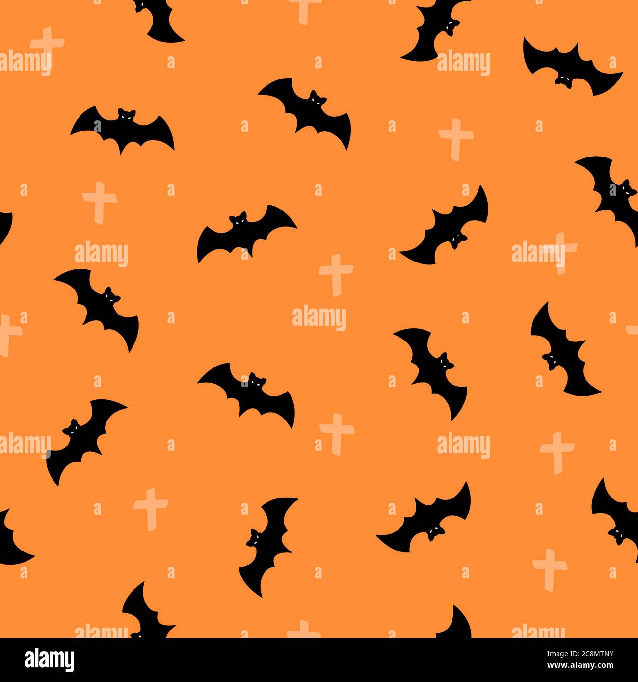 Seamless pattern with halloween bat on orange background. For wrapping ...