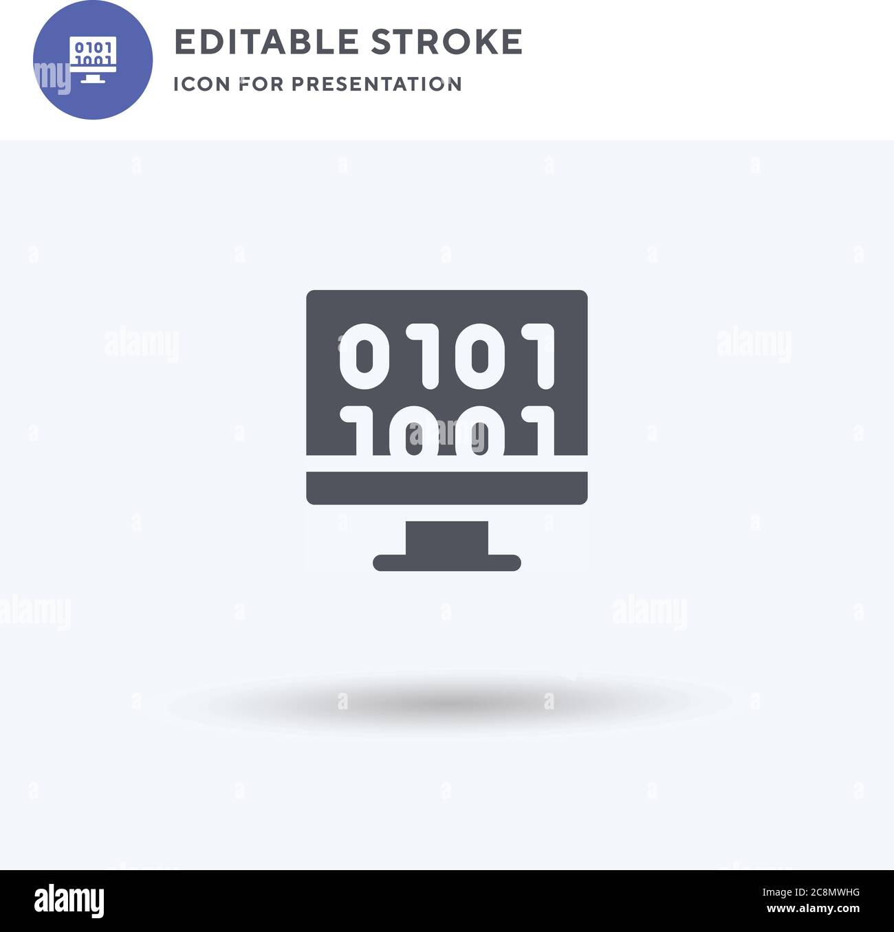 Binary Code icon vector, filled flat sign, solid pictogram isolated on white, logo illustration. Binary Code icon for presentation. Stock Vector