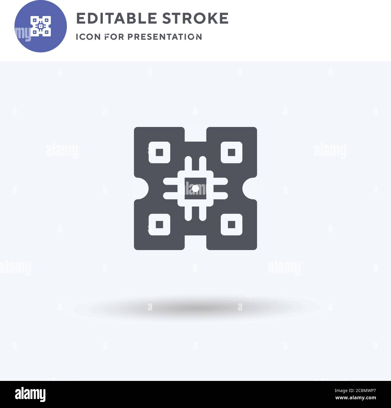 Processor icon vector, filled flat sign, solid pictogram isolated on white, logo illustration. Processor icon for presentation. Stock Vector