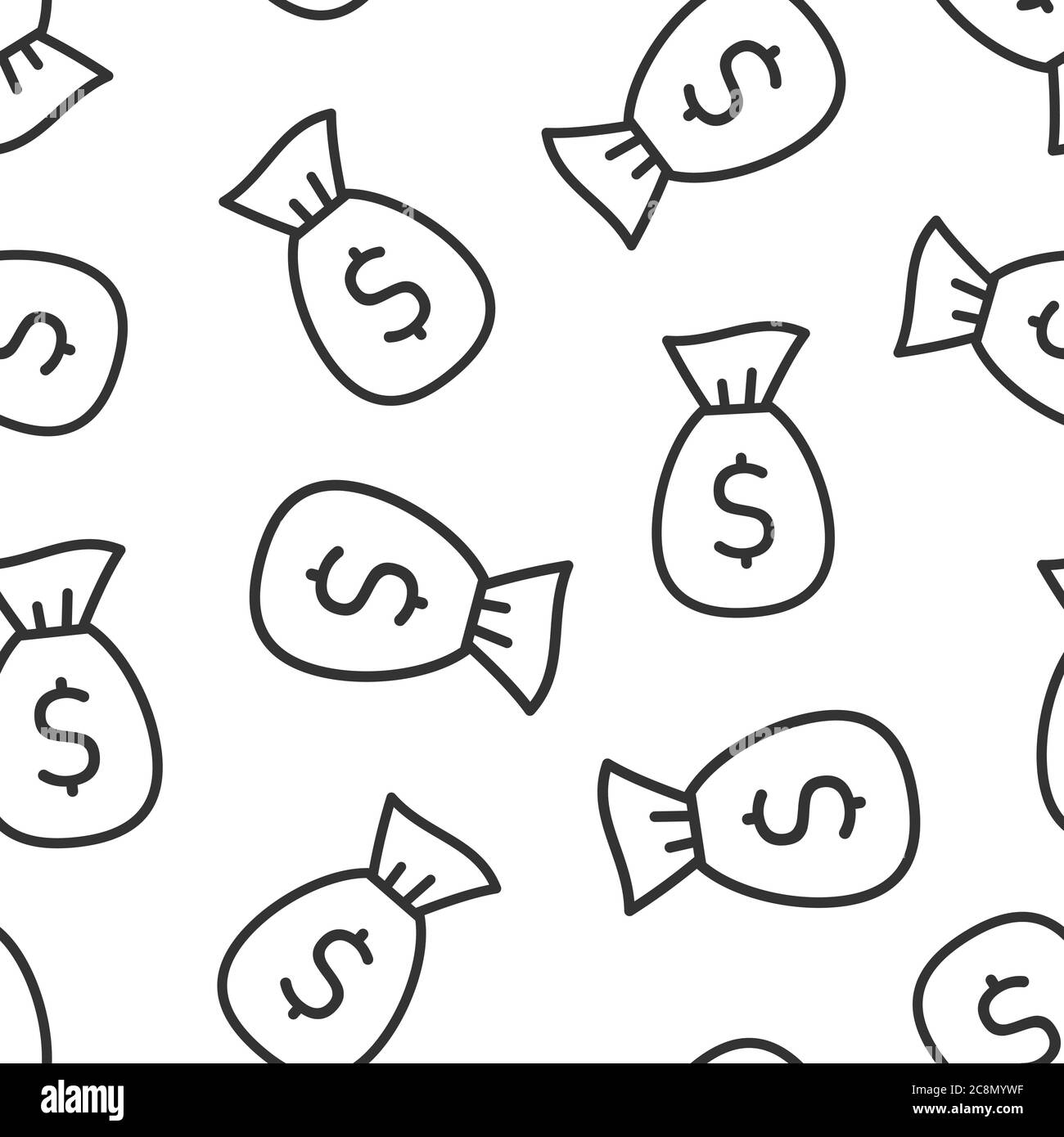 Money bag icon in flat style. Moneybag with dollar vector illustration ...