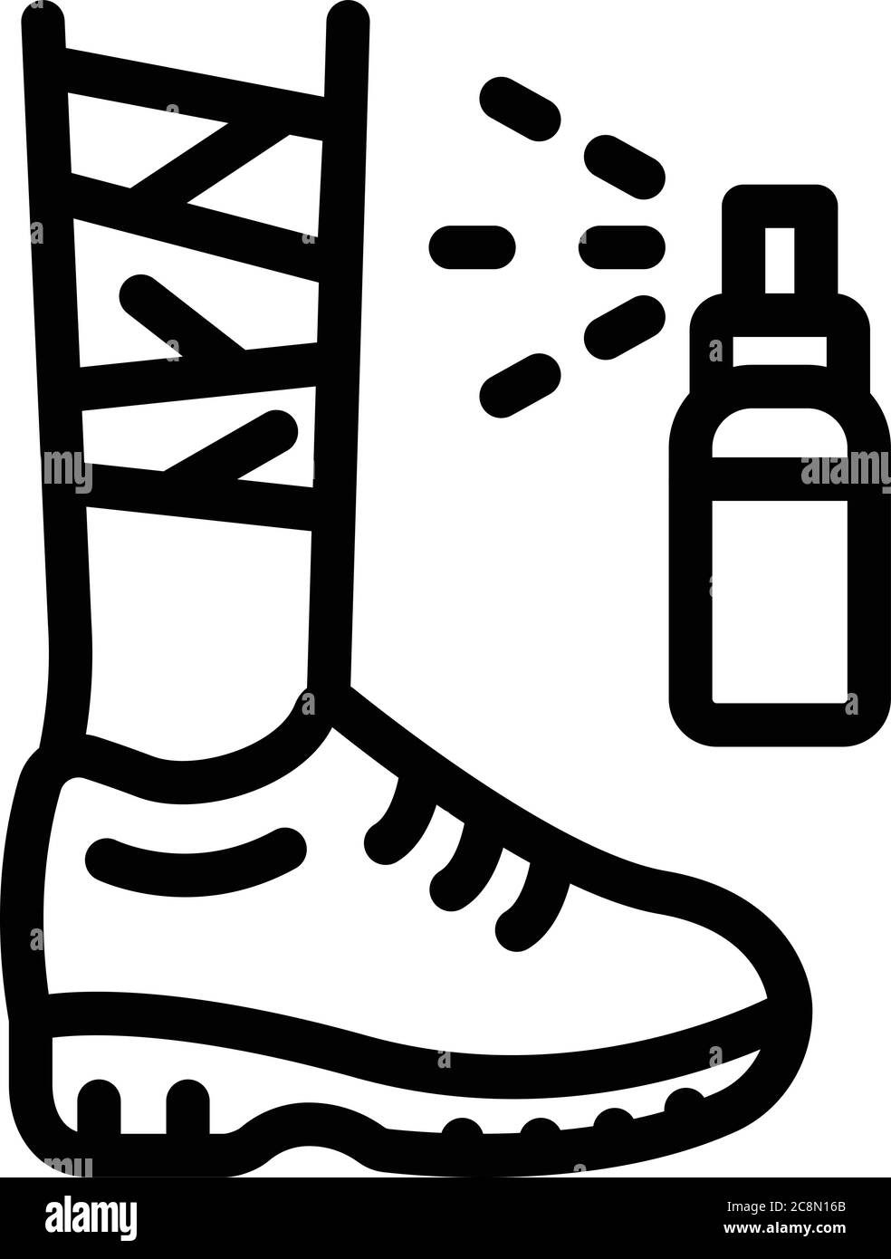 Foot injury spray icon, outline style Stock Vector