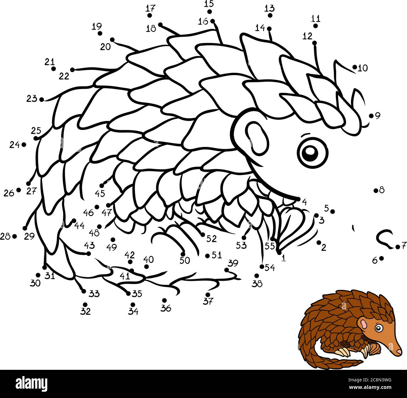Numbers Game Education Dot To Dot Game For Children Pangolin Stock Vector Image Art Alamy