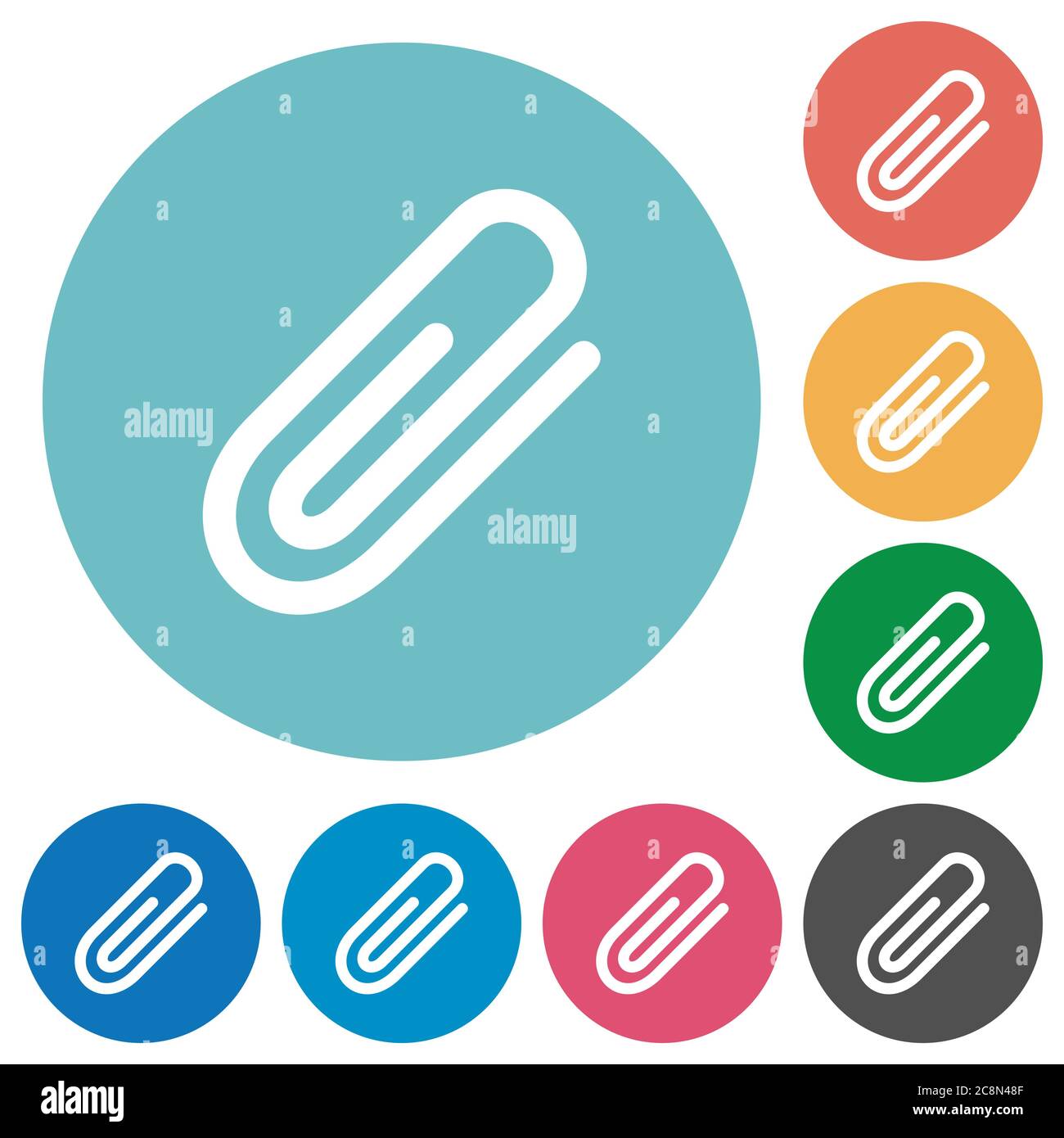 Flat attachment icon set on round color background Stock Vector Image ...