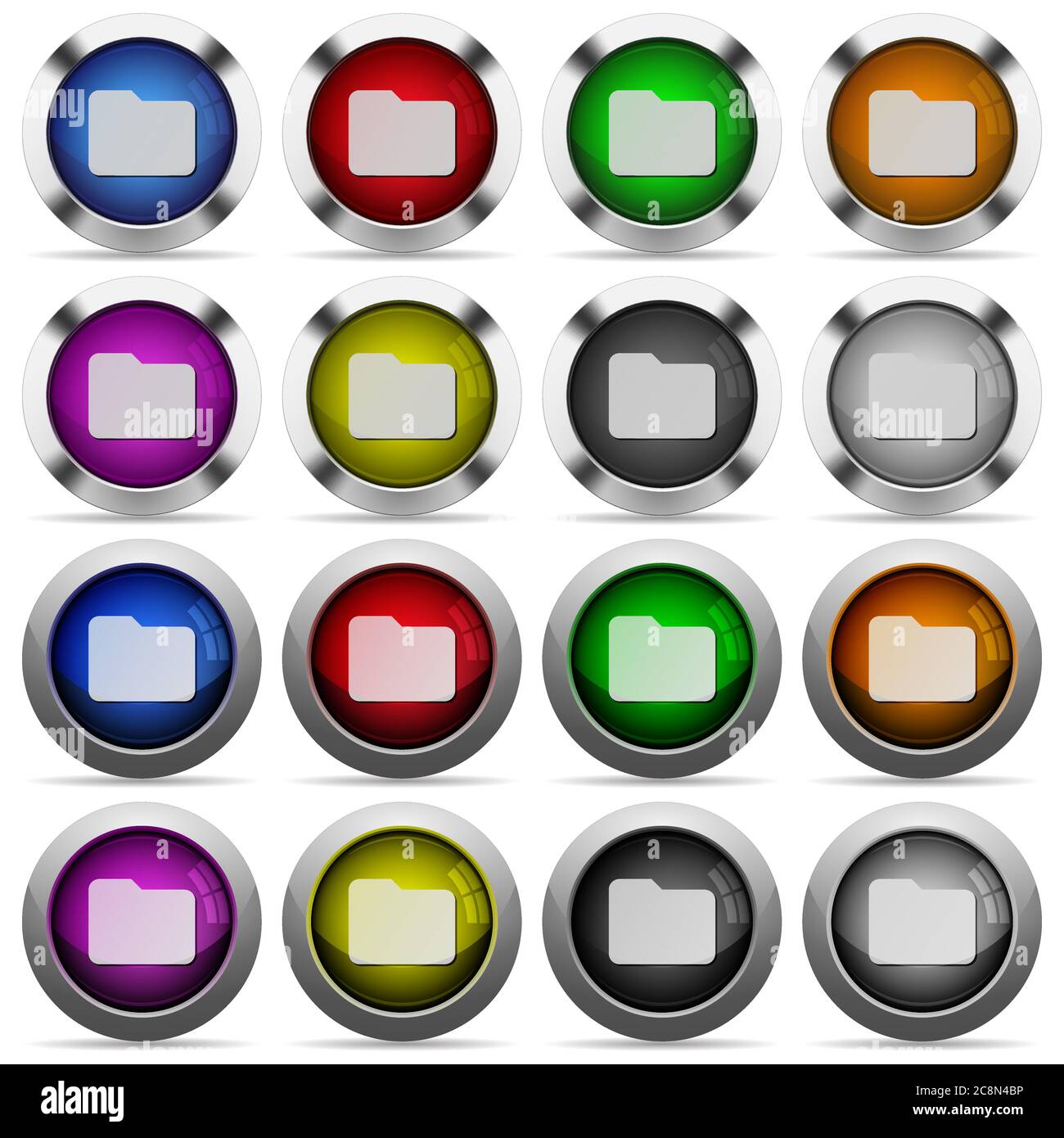 Set of folder glossy web buttons. Arranged layer structure. Stock Vector