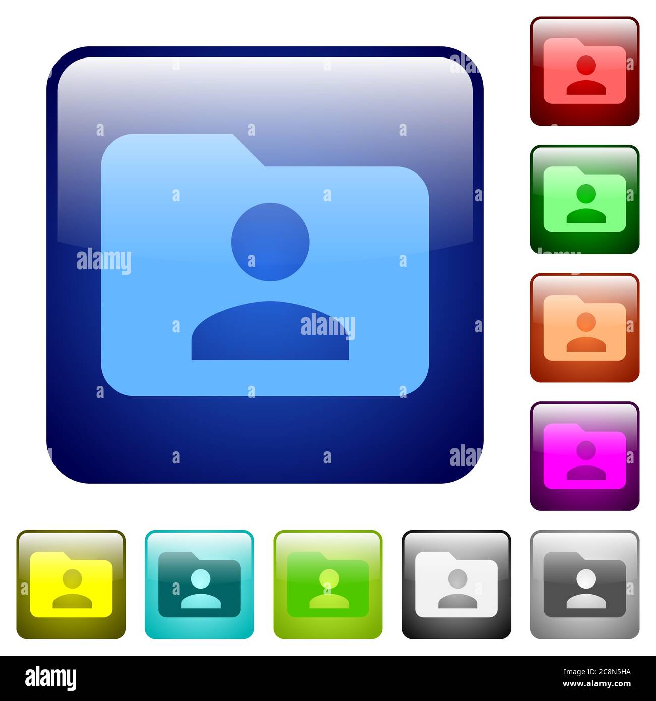 Set of folder owner color glass rounded square buttons Stock Vector ...