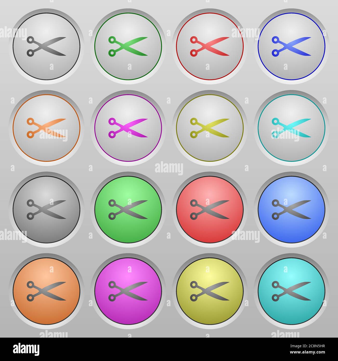Set of cut plastic sunk spherical buttons. Stock Vector