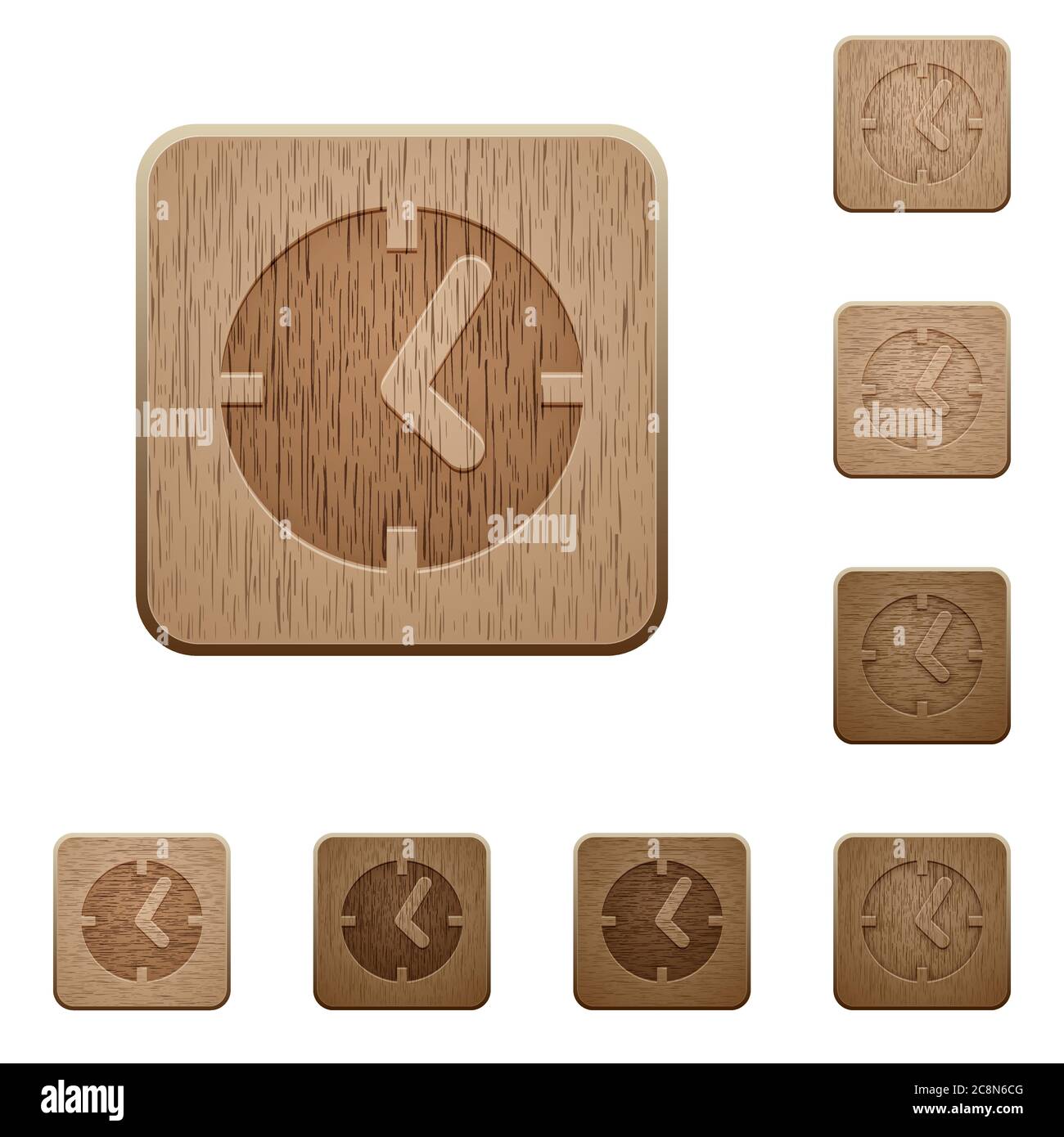 Set of carved wooden clock buttons in 8 variations Stock Vector Image