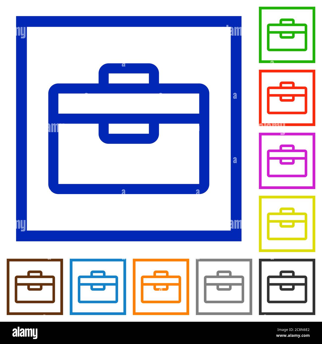 Set of color square framed toolbox flat icons on white background Stock ...