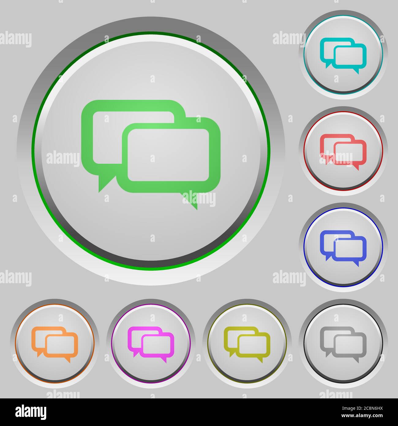 Set of color Chat bubbles sunk push buttons. Stock Vector