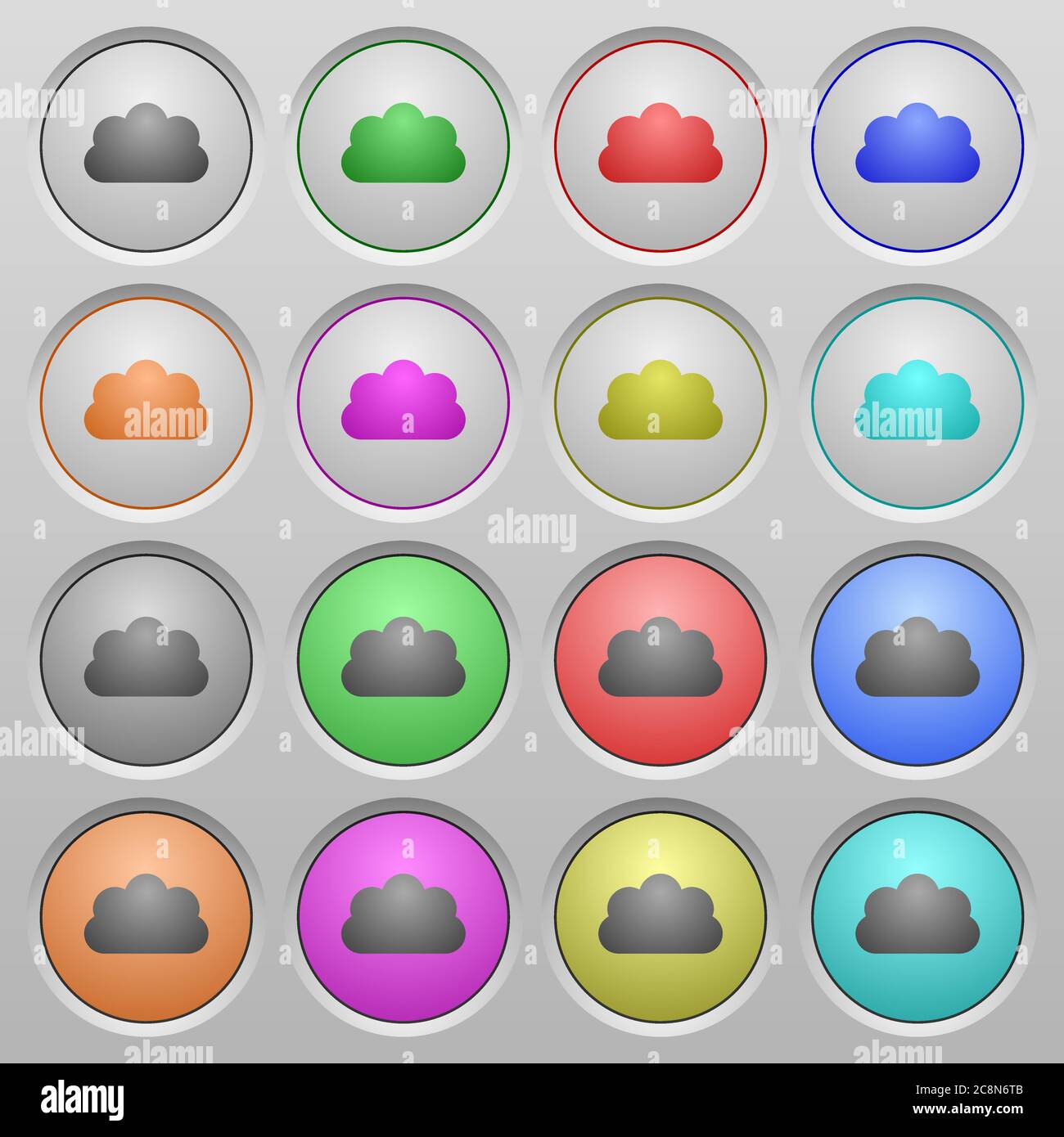 Set of cloud plastic sunk spherical buttons. Stock Vector