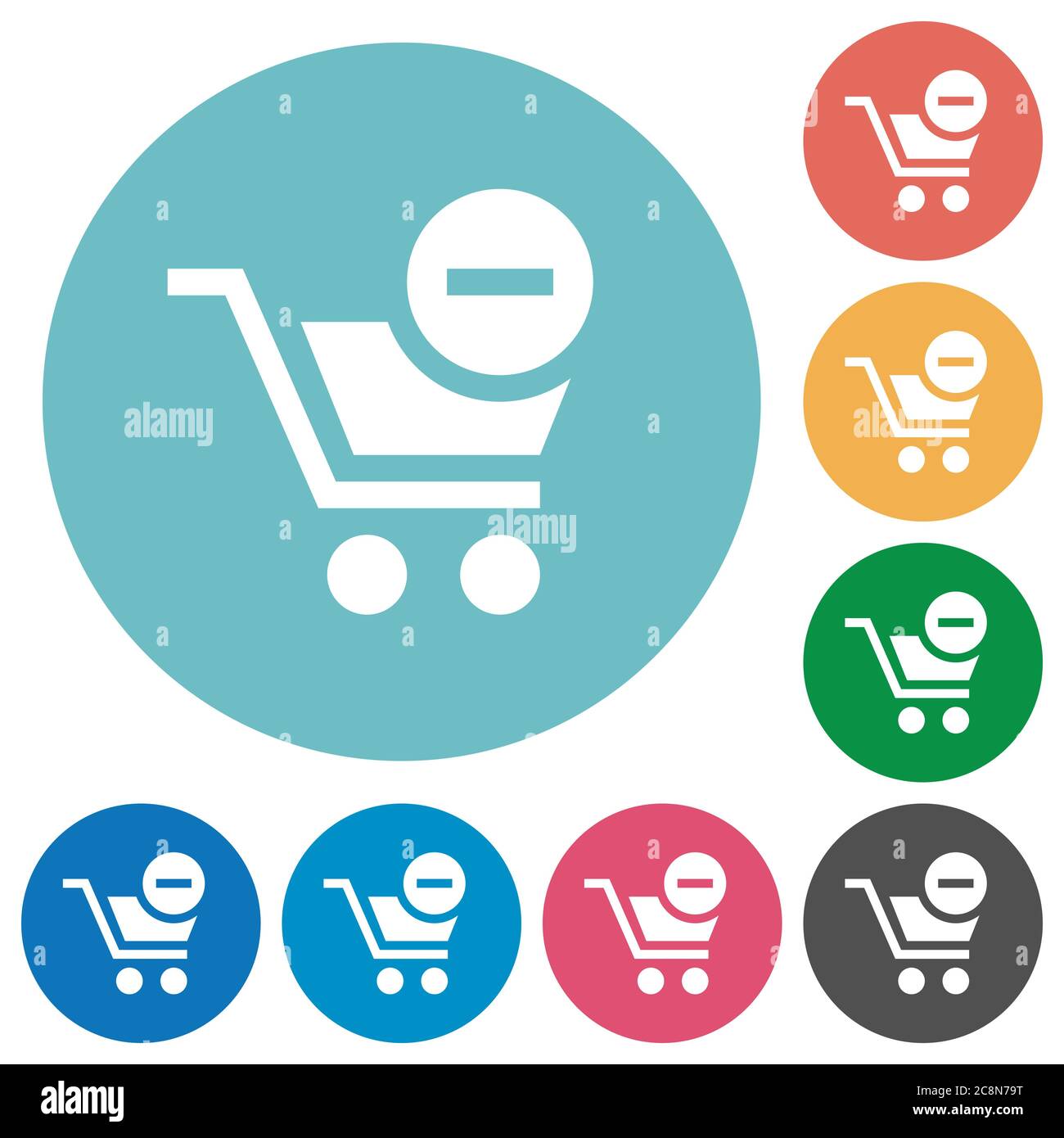 Flat remove from cart icon set on round color background Stock Vector ...