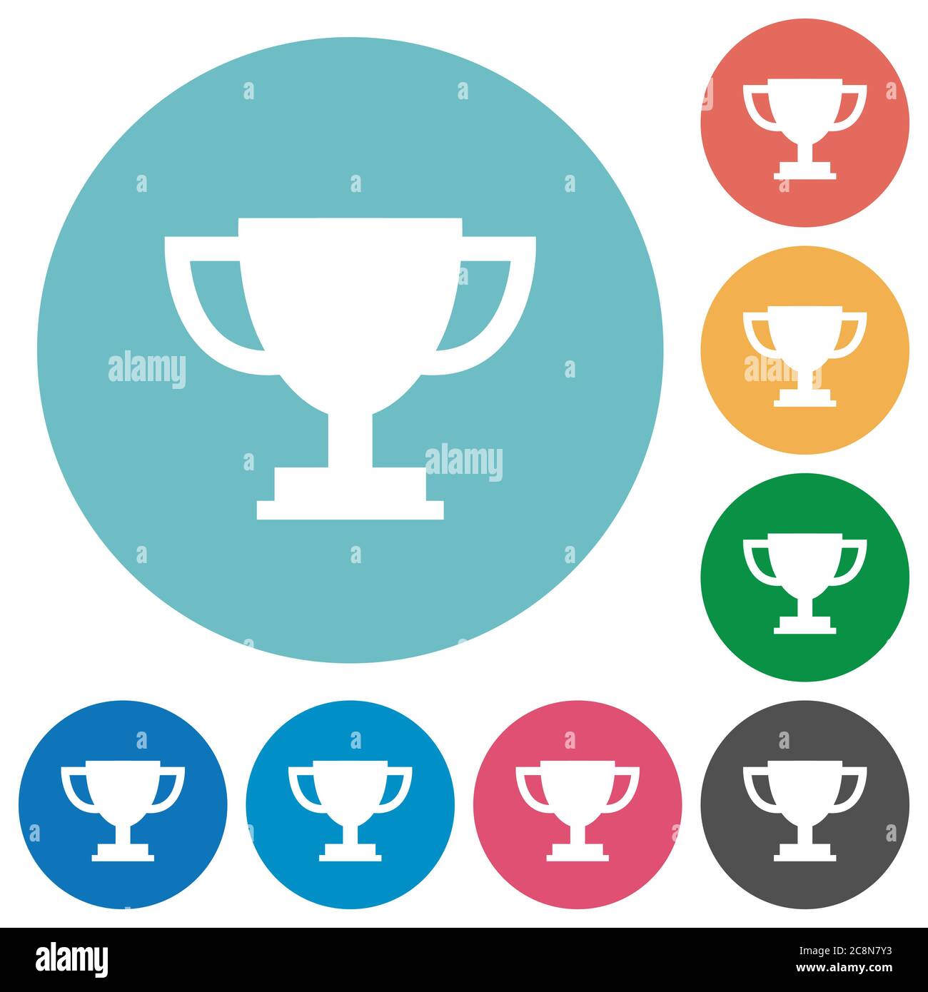 Flat trophy cup icon set on round color background Stock Vector Image ...