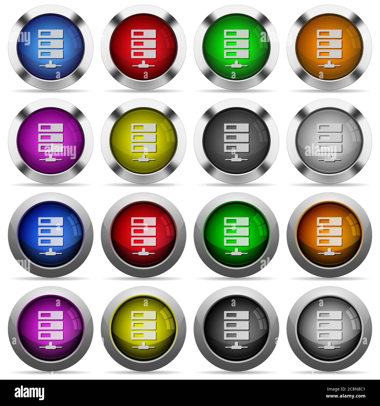 Set of Data network glossy web buttons. Arranged layer structure. Stock Vector