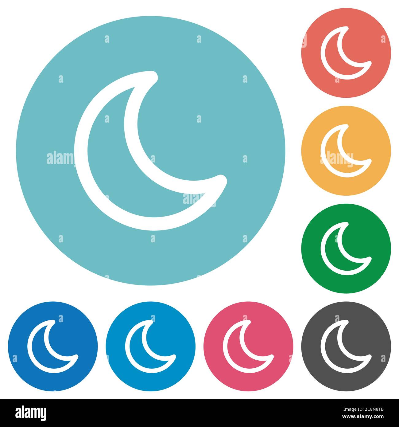 Flat moon icon set on round color background Stock Vector Image & Art ...