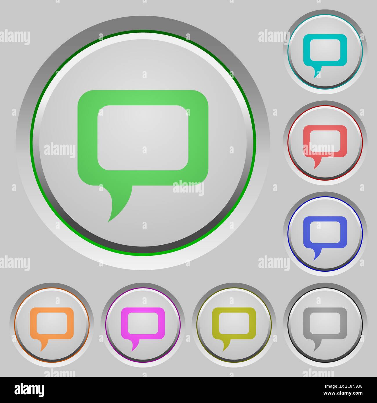 Set of color comment sunk push buttons. Stock Vector