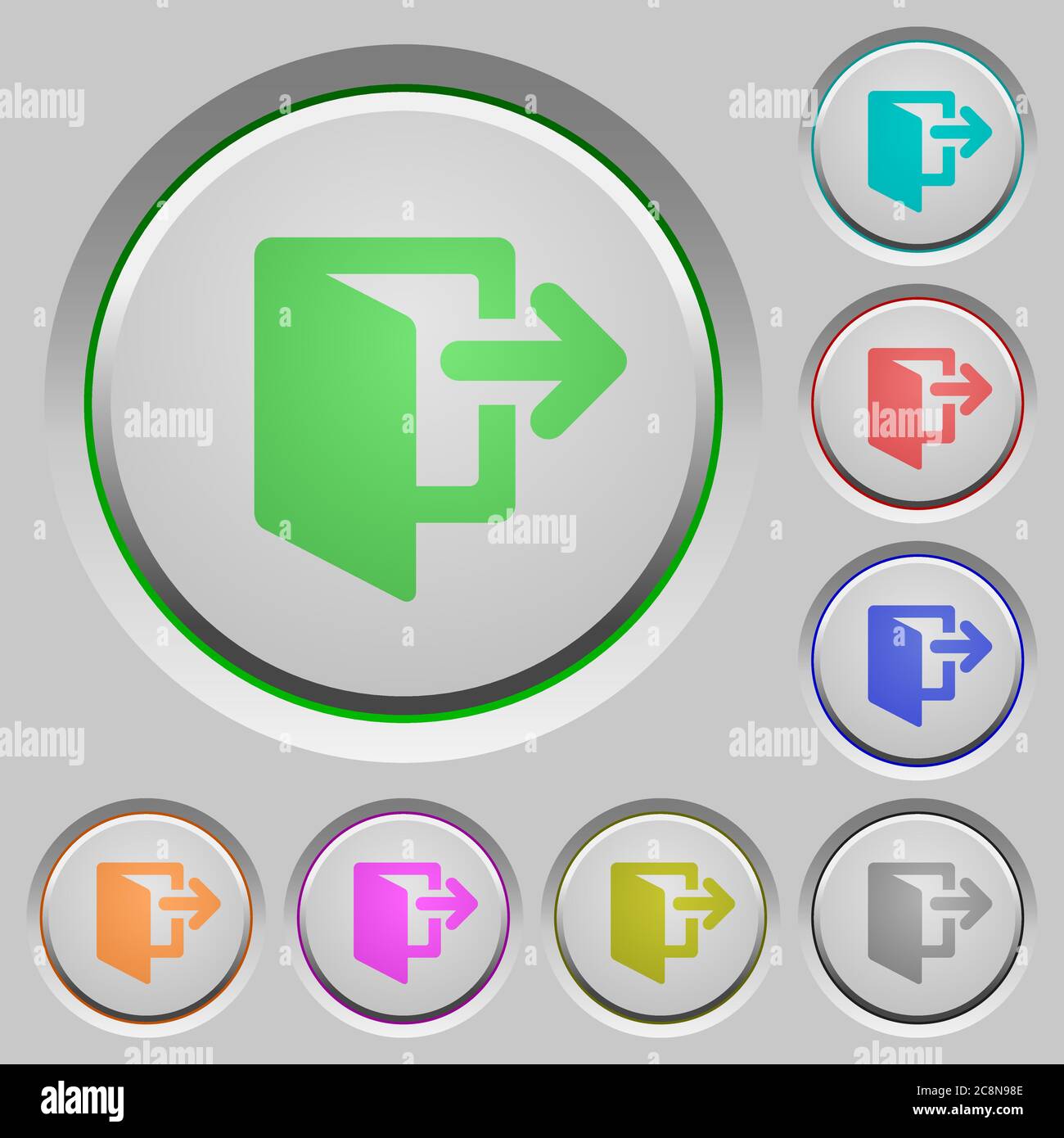 Set of color exit sunk push buttons. Stock Vector