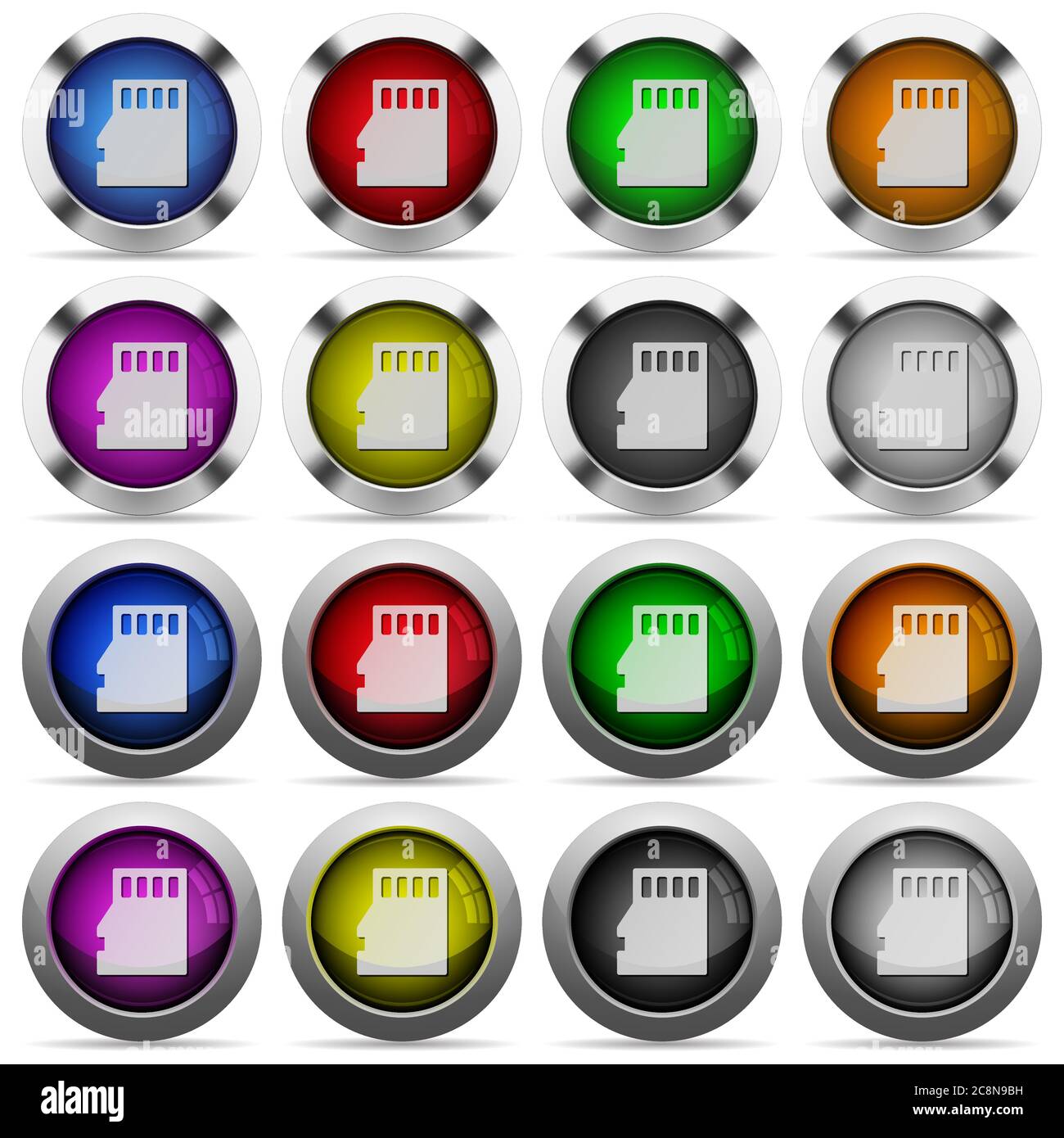 Set of Micro SD memory card glossy web buttons. Arranged layer ...