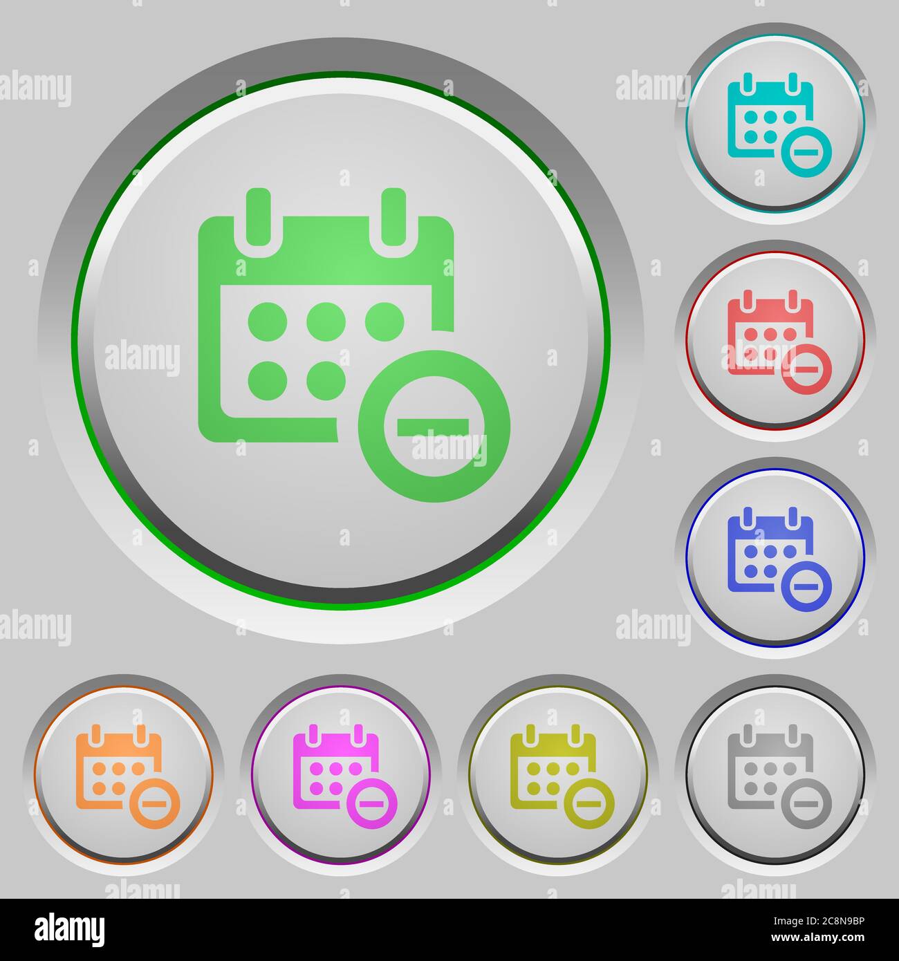 Set of color Remove from calendar sunk push buttons Stock Vector Image