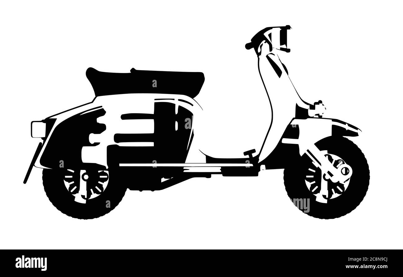A typical 1960 style motor scooter over a white background Stock Vector