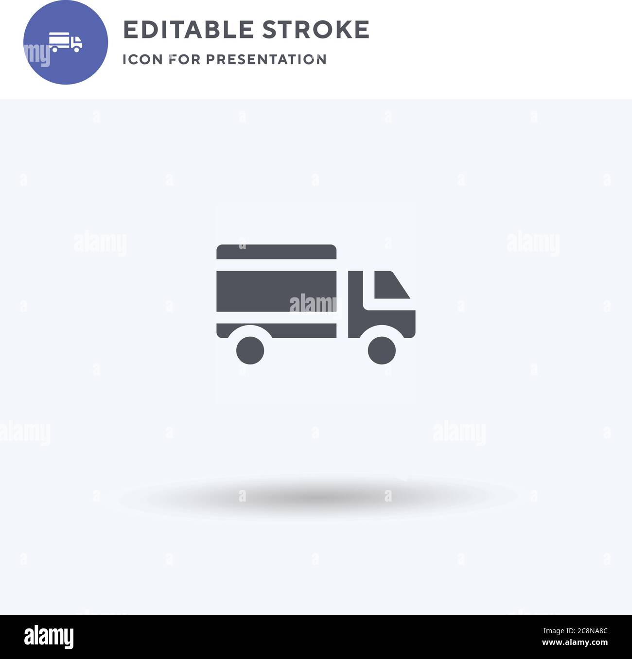 Truck icon vector, filled flat sign, solid pictogram isolated on white ...