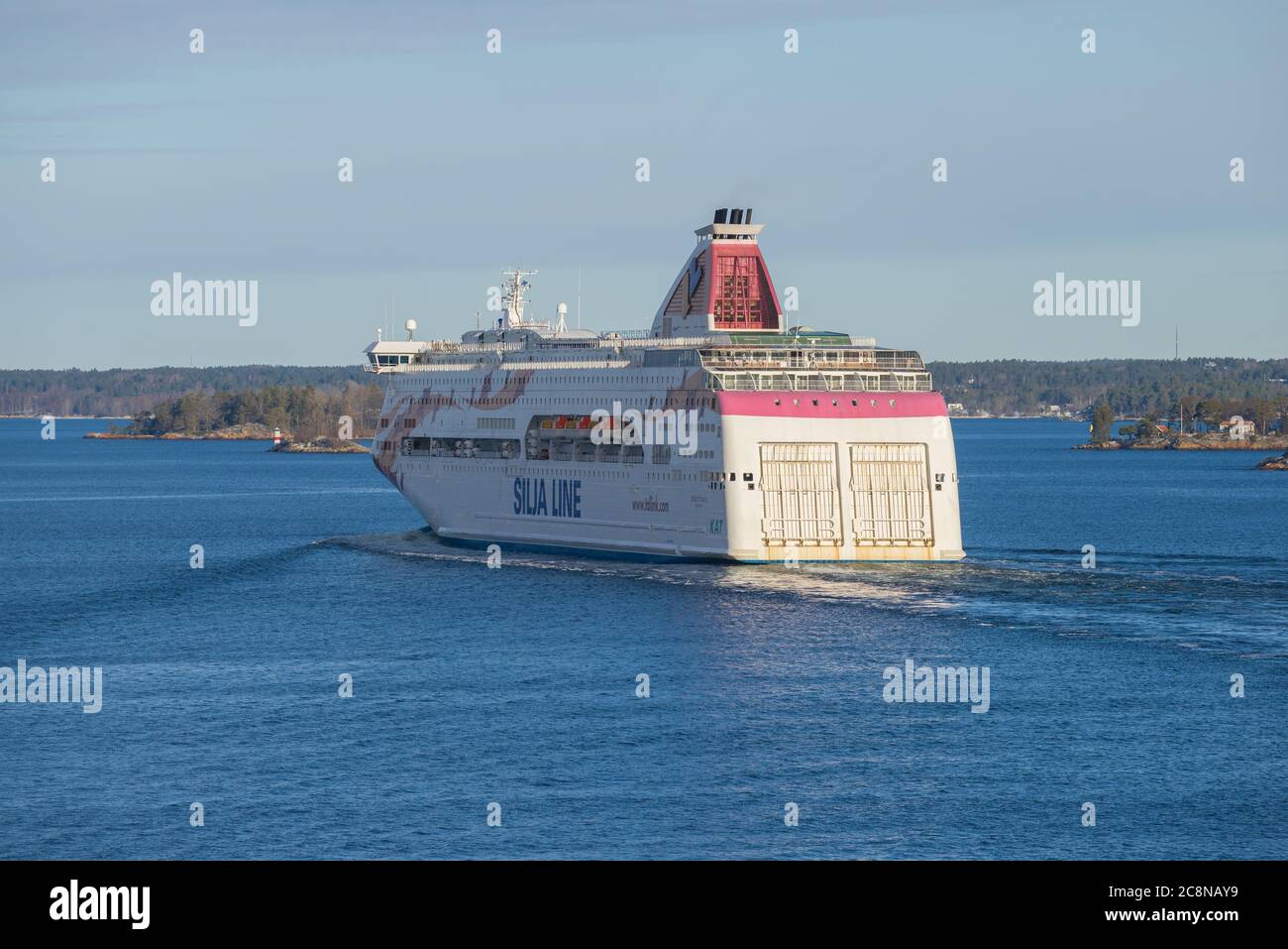 STOCKHOLM ARCHIPELAG, SWEDEN - MARCH 09, 2019: Cruise ferry 'Baltic Princess' sailing on a sunny March morning Stock Photo