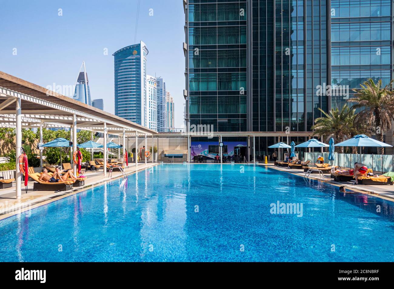 Pool at the Marriott Marquis City Center Doha Hotel, Doha, Qatar Stock Photo