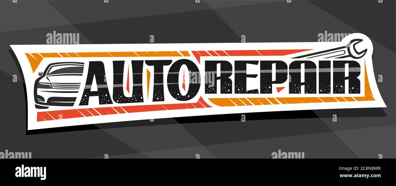 Vector banner for Auto Repair, decorative cut paper sign board with ...