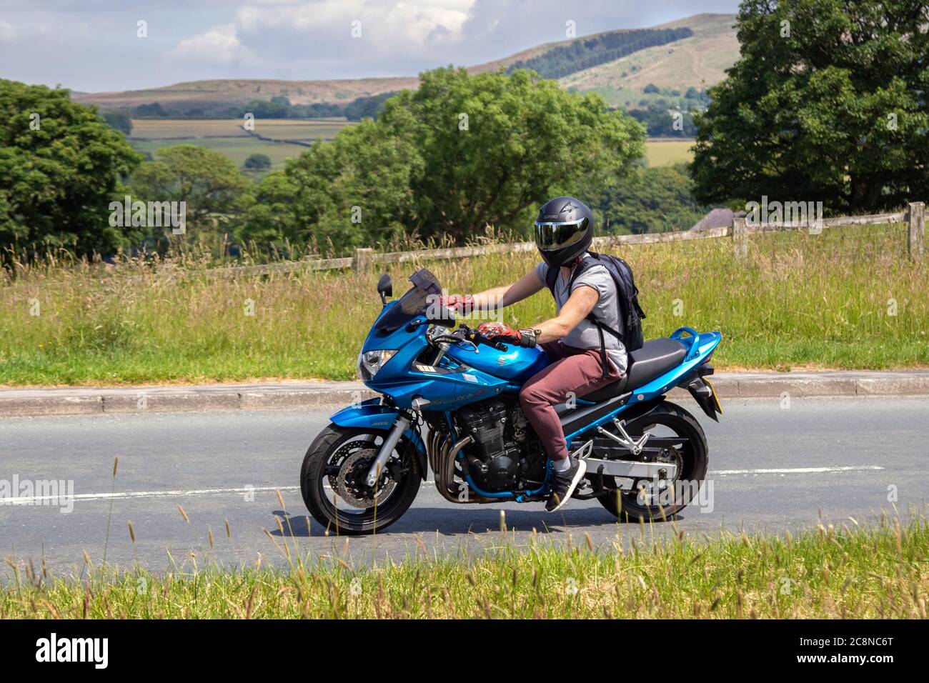 2006 Blue Suzuki Bandit S GSF 650 SA K6; Motorbike rider; two wheeled  transport, motorcycles, vehicle, roads, motorbikes, bike riders motoring in  Chorley, UK Stock Photo - Alamy