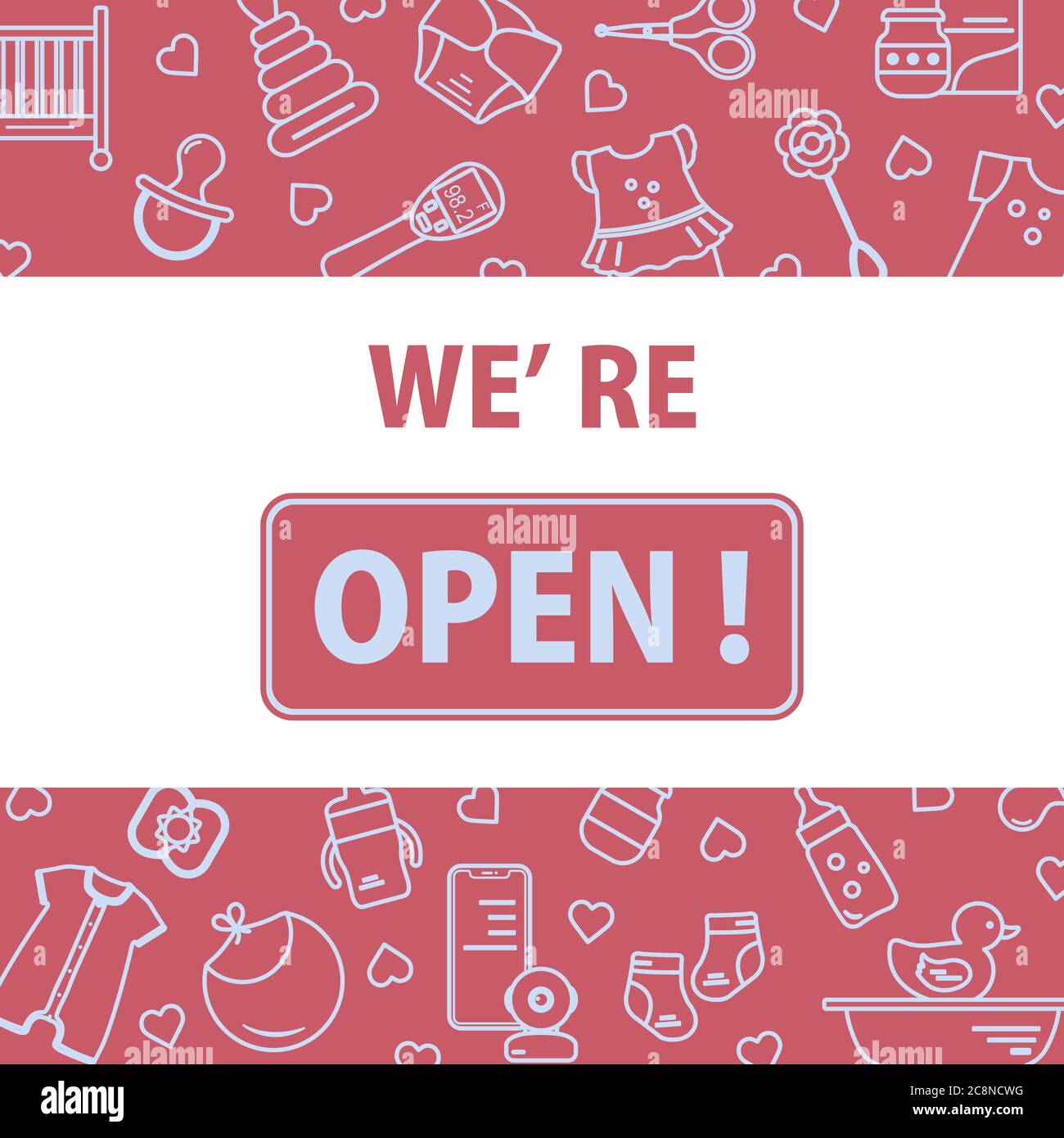 Vector illustration Reopening of kids store, store for babies, newborns
