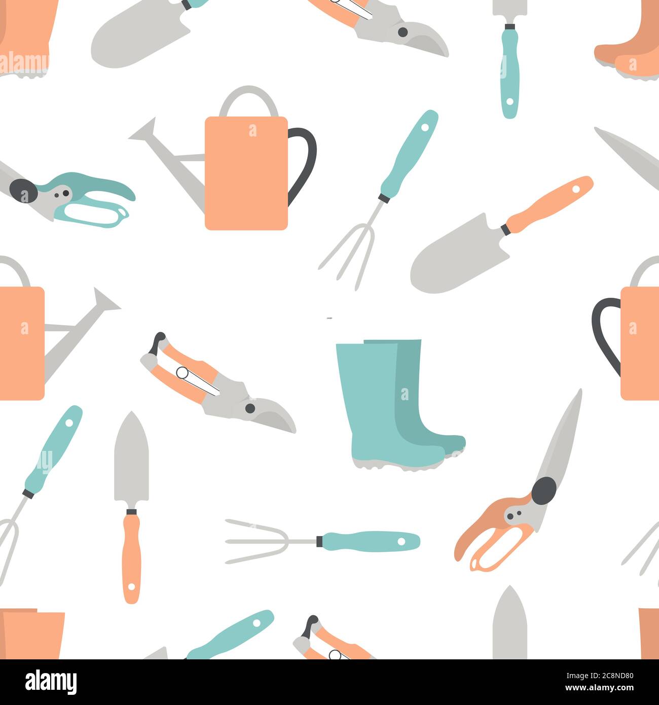 Vector seamless pattern Illustration with gardening tools and rubber ...