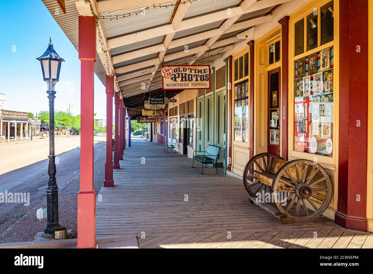 Tombstone, Arizona, USA - March 2, 2019: Morning view of Allen Street in the famous Old West Town Historic District Stock Photo