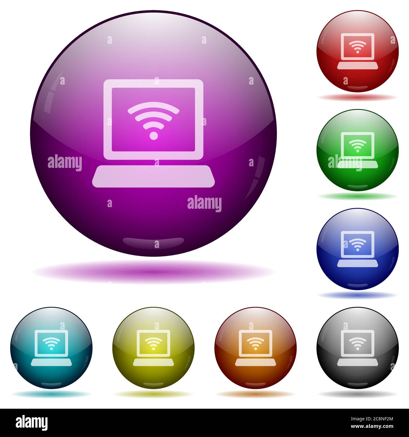 Set of color Wireless computer glass sphere buttons with shadows Stock ...