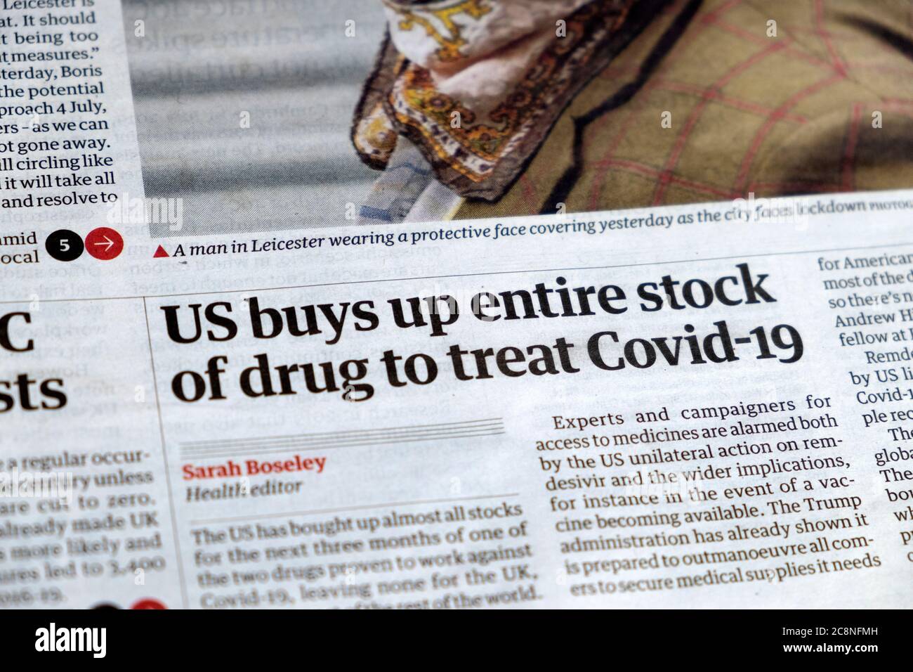Us Buys Up Entire Stock Of Drug To Treat Covid 19 Remdesivir Newspaper Article Headline In The Guardian 30 June London Uk Stock Photo Alamy Us Buys Up Entire Stock Of Drug To Treat Covid 19 Remdesivir Newspaper Article Headline In The Guardian 30 June London Uk Stock Photo Alamy
