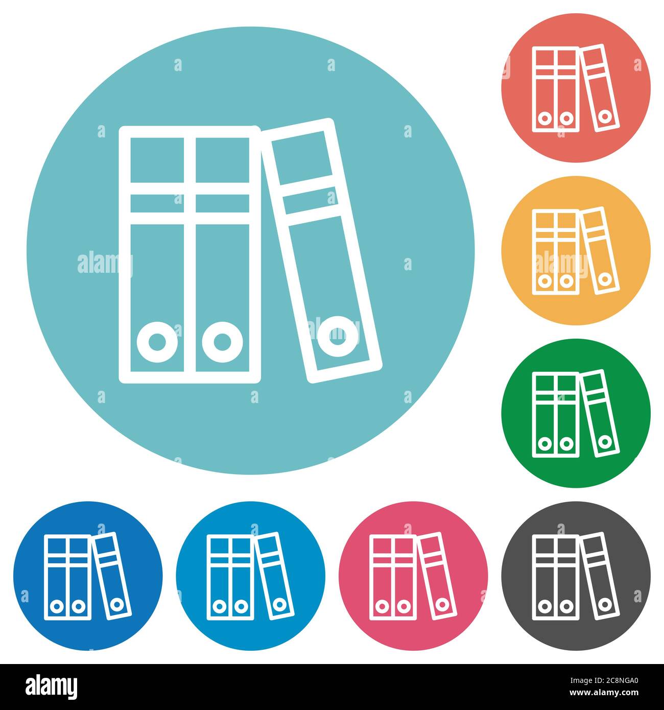 Flat document folders icon set on round color background Stock Vector ...