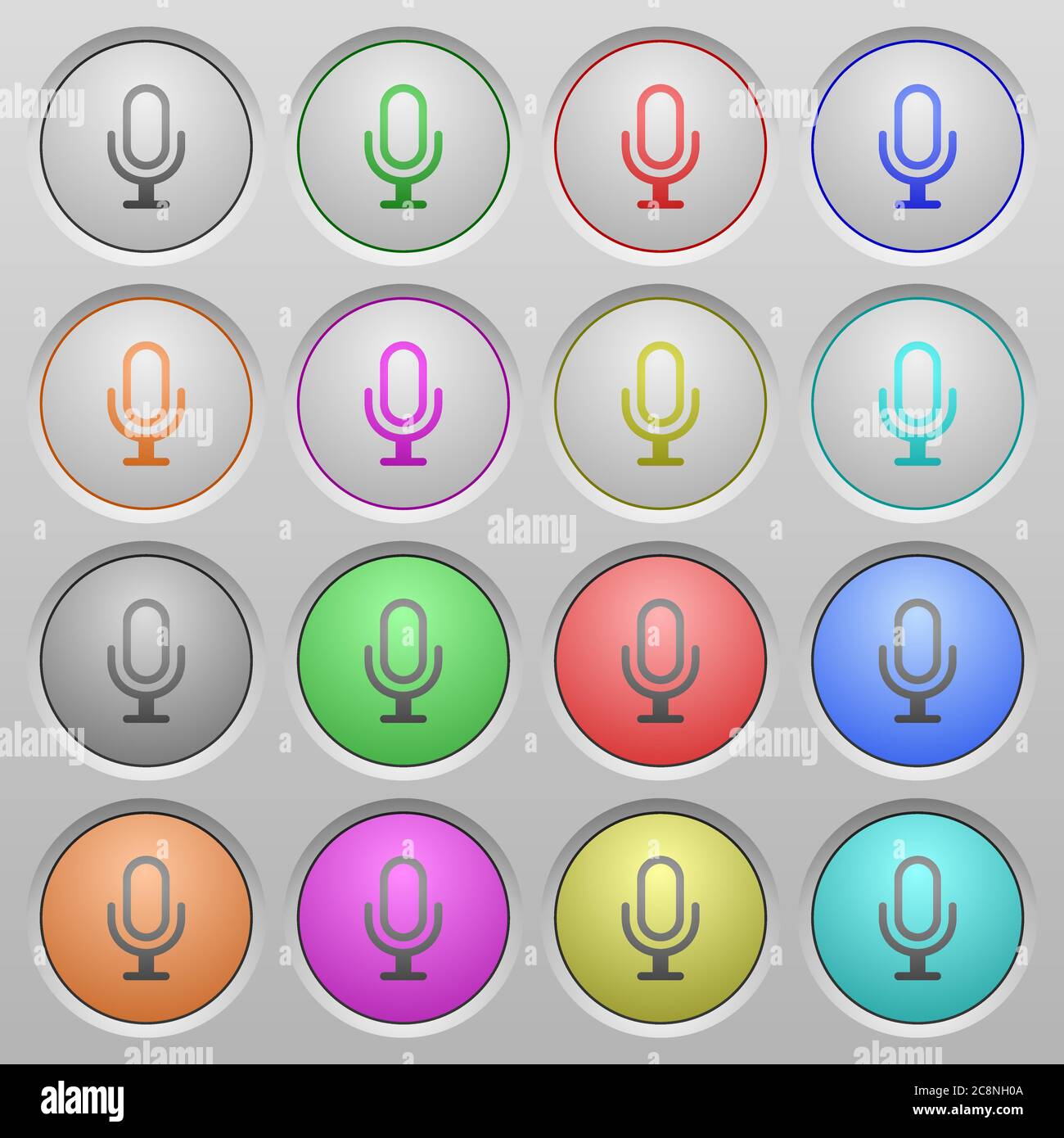 Set of microphone plastic sunk spherical buttons. Stock Vector