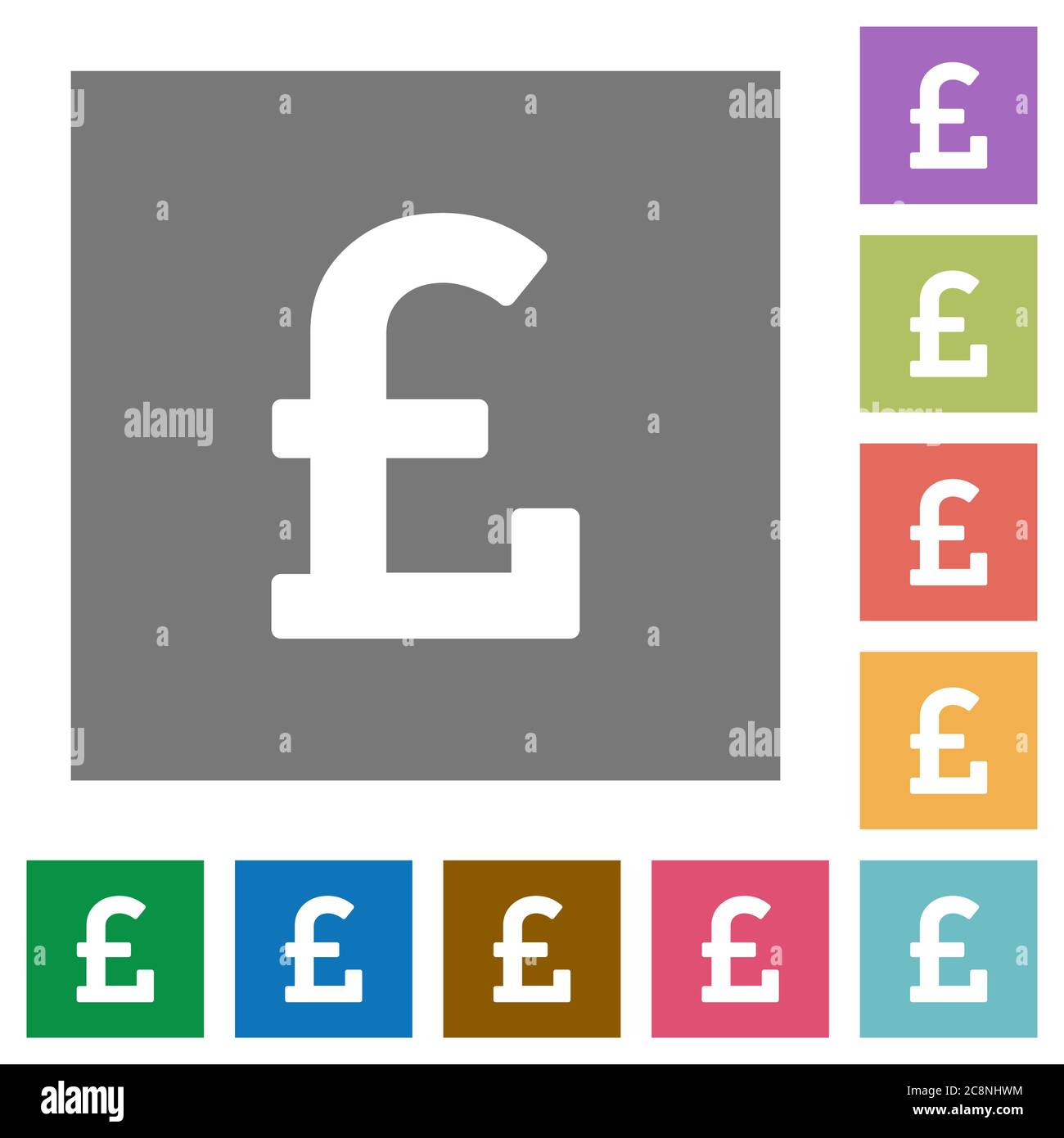 Pound sign flat icon set on color square background Stock Vector Image ...