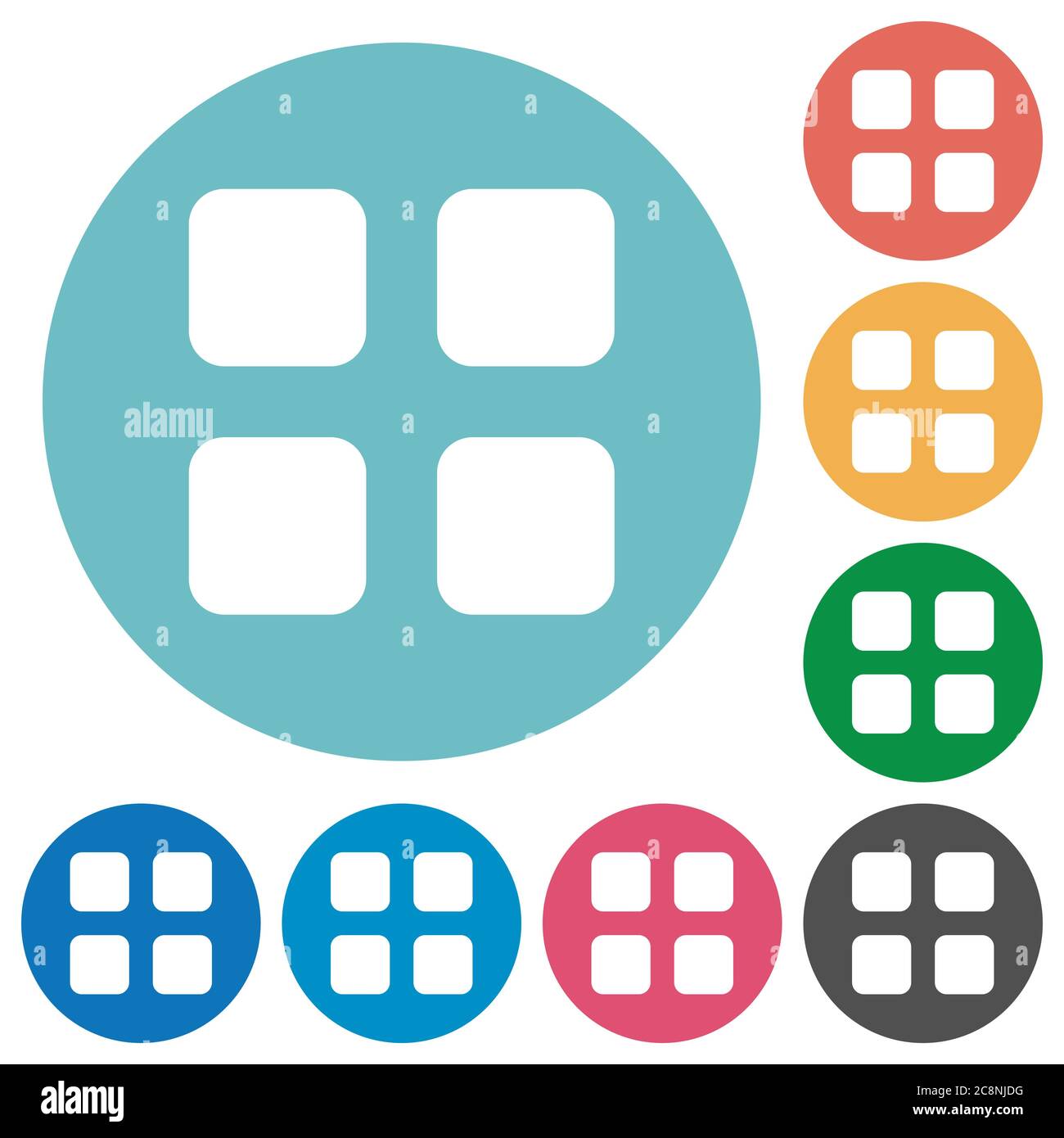 Flat large grid icon set on round color background Stock Vector Image ...