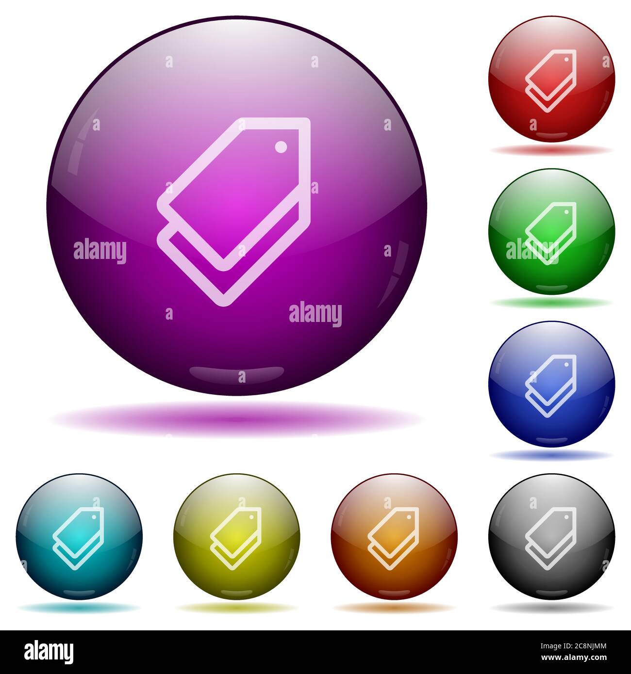 Set of color tags glass sphere buttons with shadows Stock Vector Image ...