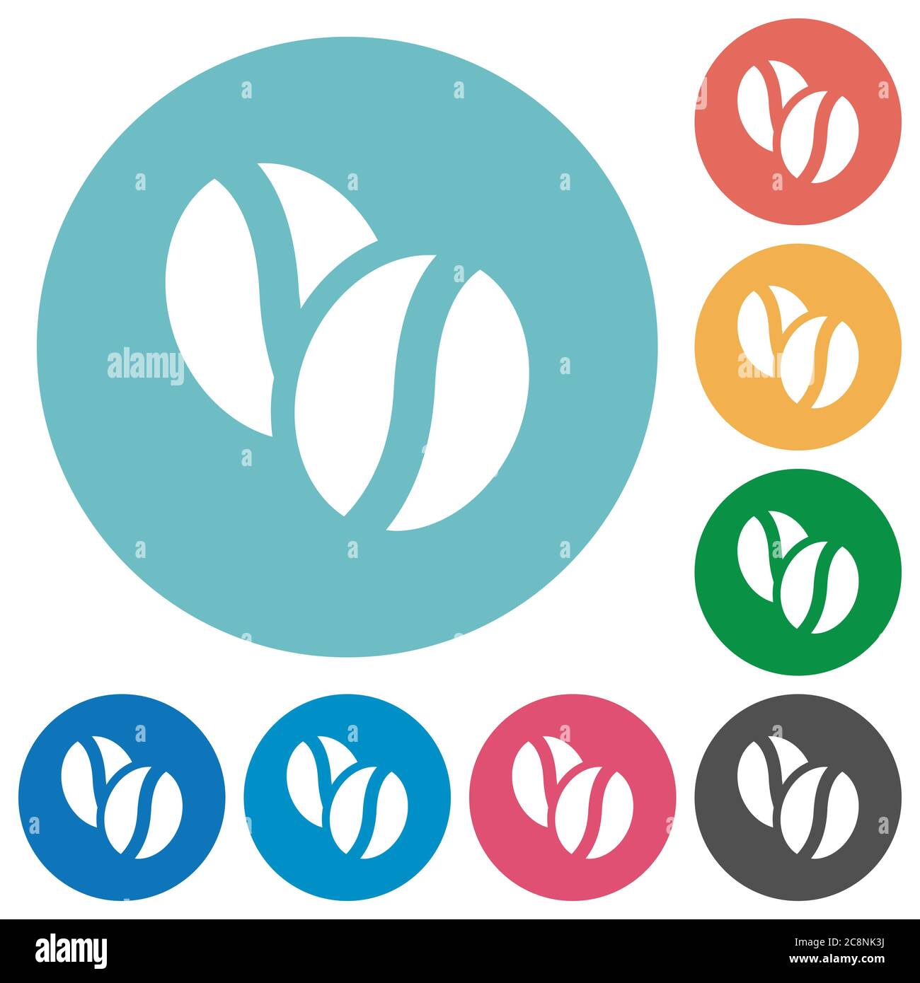 Flat coffee beans icon set on round color background Stock Vector Image ...