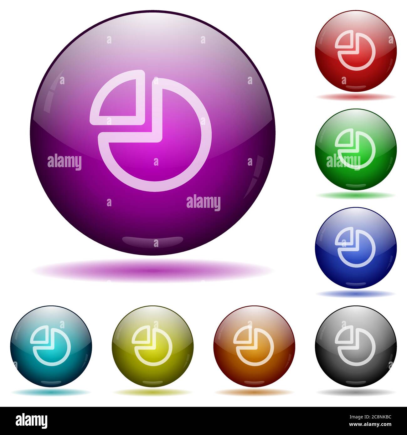Set of color pie chart glass sphere buttons with shadows Stock Vector ...