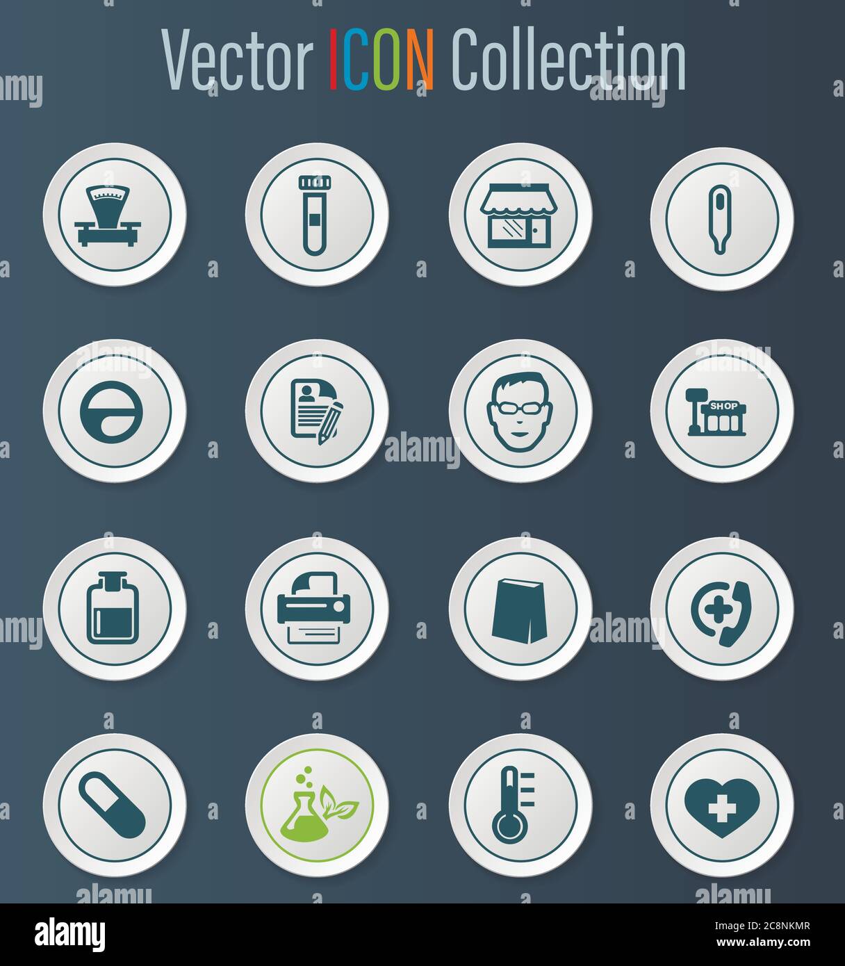 Drug store icons set Stock Vector