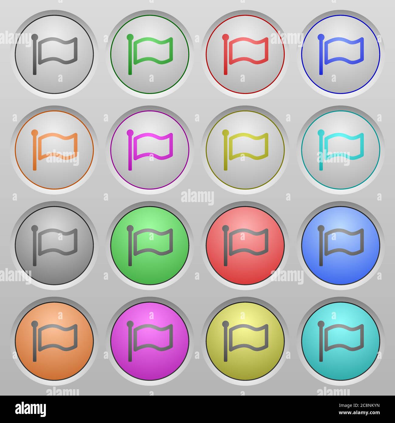 Set of flag plastic sunk spherical buttons. Stock Vector